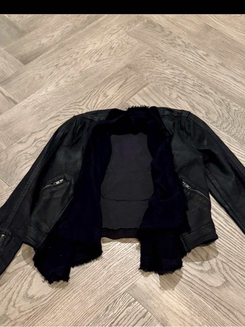 Free People Black Draped Jean Jacket - Picture 2 of 6